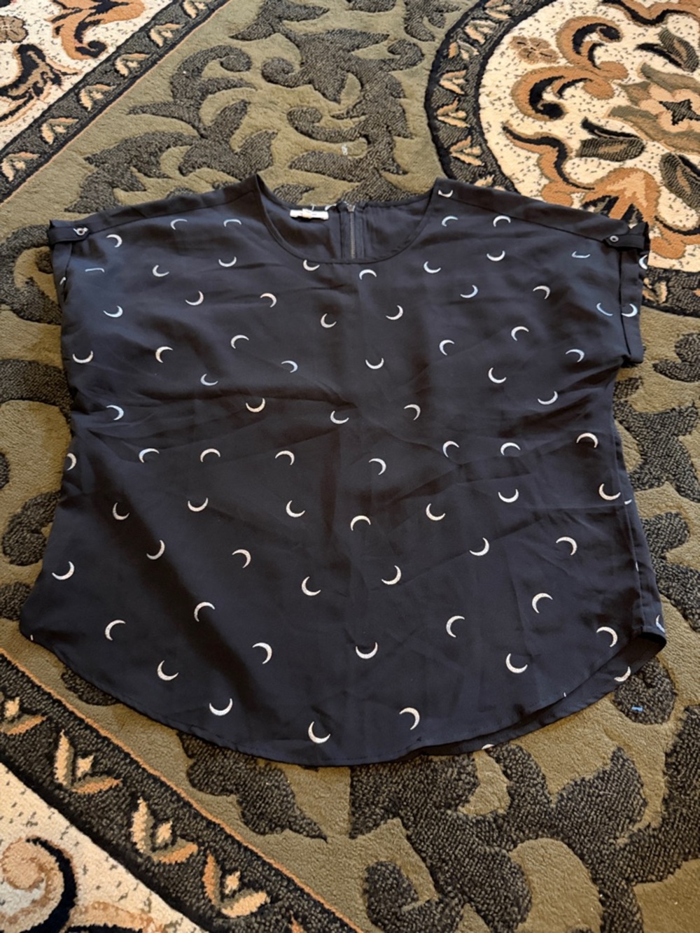 Maurices Black Crescent Print Short Sleeve Top